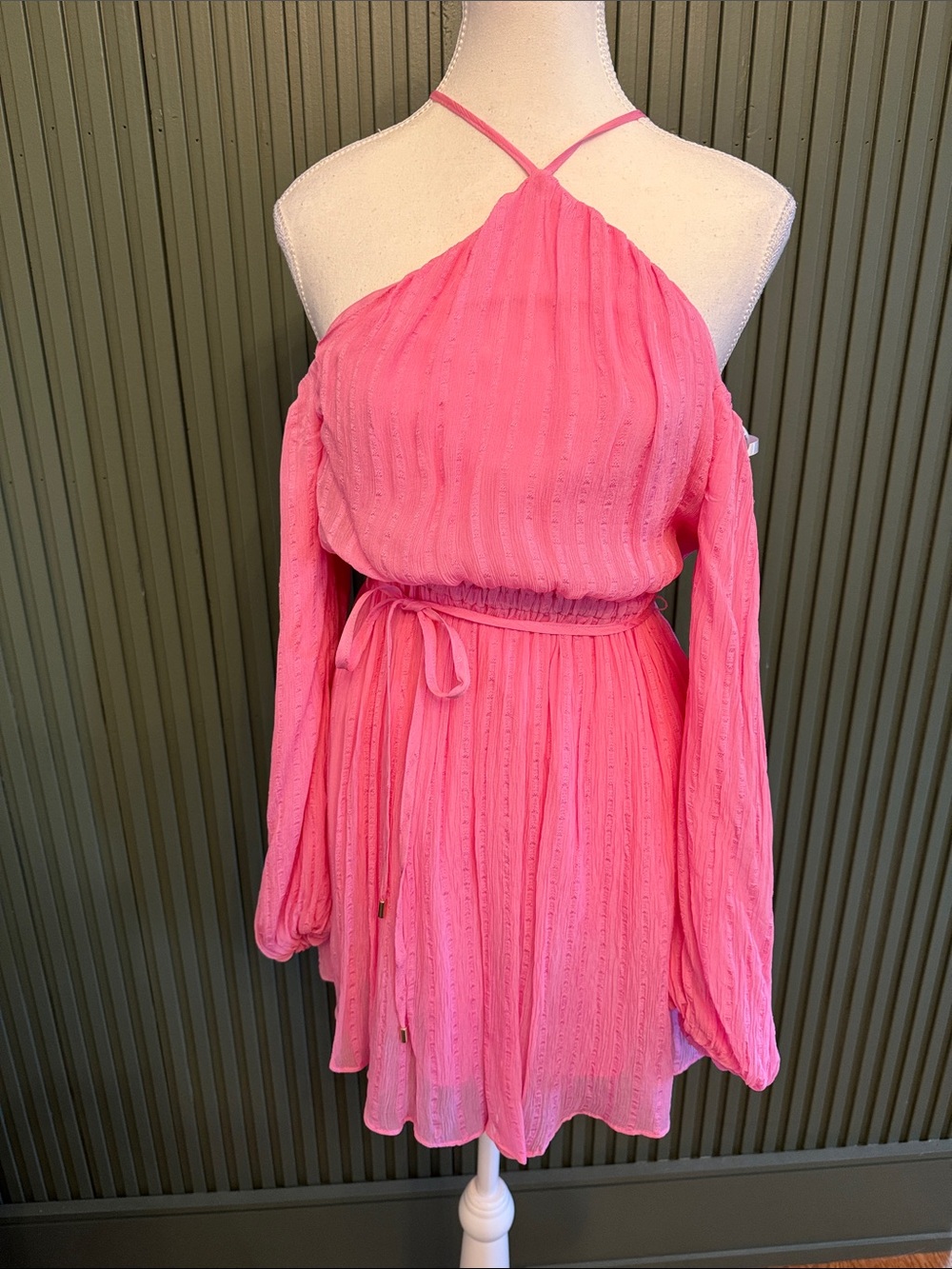 Ever New Pink One-Shoulder Pleated Mini Dress